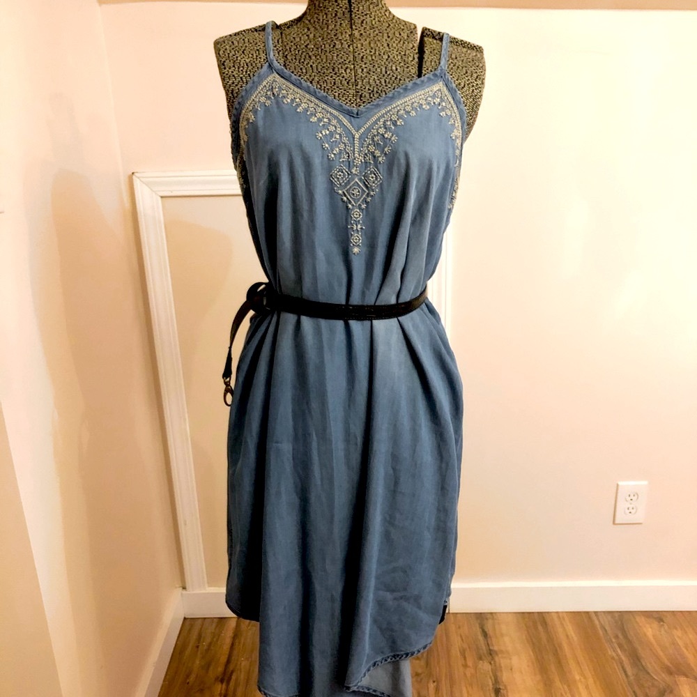 Knox Rose Denim Embroidered- Soft Dress